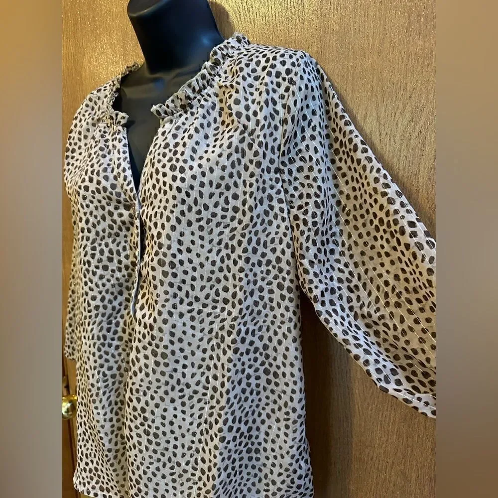 Emily Daniels women’s blouse - brown & tan spots - size large